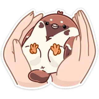 ☺️ pássaro, fofo, animal, mãos, kawaii, desenho animado, adesivo telegram sticker