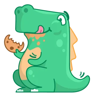 🍪 恐龙, 饼干, 可爱, 绿色, 卡通, 动物 whatsapp sticker