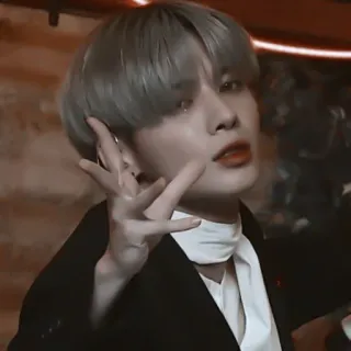🍣 kpop, mann, porträt, geste, silbernes haar telegram sticker