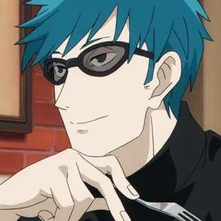 🚬 anime, nhân vật, tóc xanh, kính telegram sticker