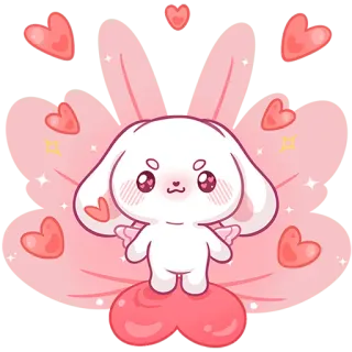 🥰 bunny, cute, kawaii, heart, animal, sticker, wings, angel telegram sticker