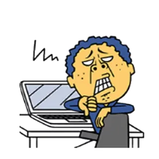 😴 расстроенный, в стрессе, компьютер, офис, мультфильм, персонаж telegram sticker