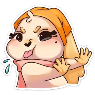 🥴 Мультик, Смешные, Милые, Животное, Язык, Выражение whatsapp sticker