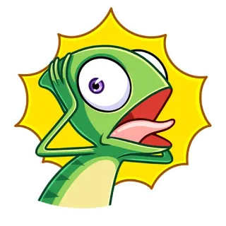 😳 thằn lằn, hoạt hình, bất ngờ, sốc, bò sát, dễ thương whatsapp sticker