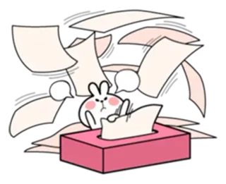 😠 Cartoon, Hase, Taschentuch, Papier, Frustration, süß, genervt whatsapp sticker