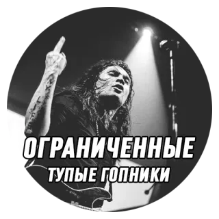 💩 ОГРАНИЧЕННЫЕ ТУПЫЕ ГОПНИКИ 中指, ロシア語のテキスト, 攻撃的, 侮辱的 telegram sticker