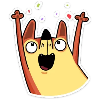 🥳 cartone animato, cane, felice, coriandoli, festa, animale, gioia whatsapp sticker