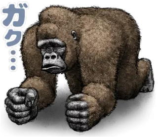 😩 ガク горилла, обезьяна, животное, грустный, уставший whatsapp sticker