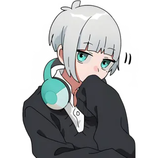 😐 Anime, Personagem, Fones de ouvido, Fofo, Mangá telegram sticker