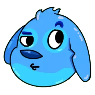 😮 cane blu, cartone animato, animale, carino, adesivo, emoji telegram sticker