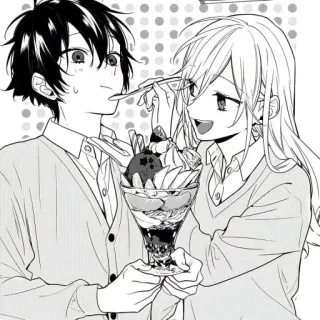♠️ Anime, Casal, Sobremesa, Parfait, Romance, Comendo, Compartilhando telegram sticker