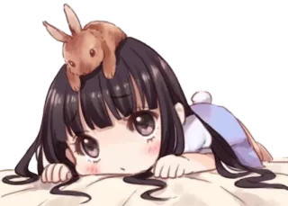 😳 动漫, 女孩, 兔子, 可爱, 卡哇伊, 卡通 telegram sticker