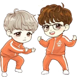 🕺 만화, 치비, 귀여운, 한국어, 주황색, 일러스트, 캐릭터 telegram sticker