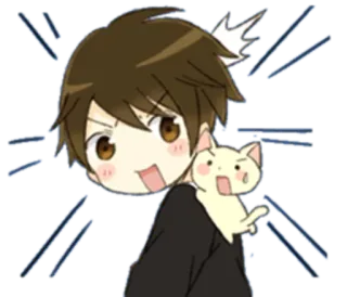 😱 Anime, Manga, Słodkie, Chłopak, Kot, Chibi telegram sticker