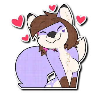 🥰 Fellwesen, Anthro, Tier, Herzen, Süß, Cartoon, Illustration, Charakter telegram sticker