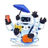 ☂️ robot, automation, reading, mobile, umbrella, cat, cute telegram sticker