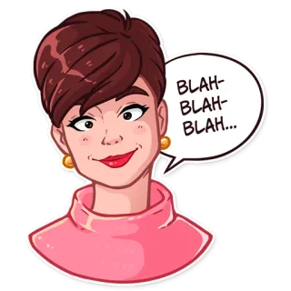 👀 BLAH-BLAH-BLAH... Desenho animado, Mulher, Falando, Balão de fala, Blá blá, Fofoca whatsapp sticker
