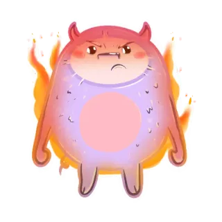 🤯 monstruo, enojado, dibujos animados, diablo, fuego whatsapp sticker