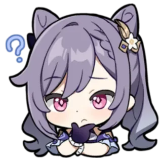 ❓ Keqing Genshin Impact Genshin Impact, Keqing, Videojuego, Anime, Sticker, Pensando telegram sticker