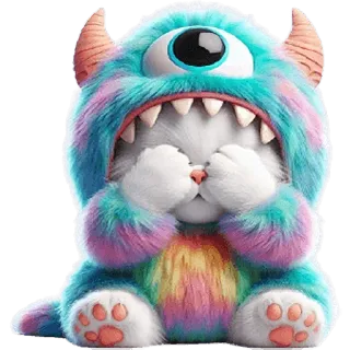 🫣 kot, potwór, słodki, zwierzę, jednooki, puszysty, uroczy, zwierzak telegram sticker