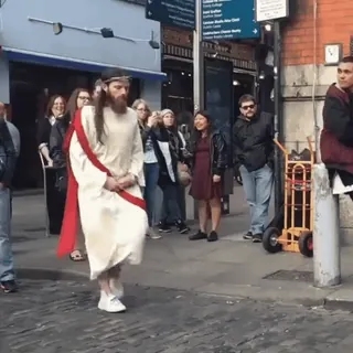 😇 Jesus street, person, religious figure, Jesus Christ, costume, people whatsapp sticker