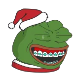 🤣 Pepe the Frog Pepe, grenouille, mème, Noël, bonnet de Noël, moche, mème internet, appareil dentaire telegram sticker