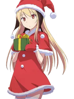 🎁 Anime, Dziewczyna, Boże Narodzenie, Święty Mikołaj, Prezent telegram sticker