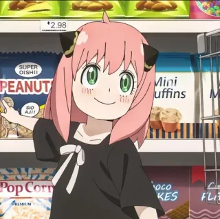 🌸 Anya SUPER
OISHII
PEANUT
SIO
AJI!
Pop Corn Anime, Dessin animé, Fille, Cheveux roses, Illustration, Mignon telegram sticker