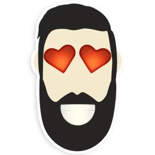 😍 faccia, amore, occhi, emoji, cartone animato, occhi a cuore, uomo, barba telegram sticker