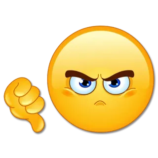 👎 emoji, pulgar abajo, no me gusta, negativo, infeliz, enojado, rechazo, crítica whatsapp sticker