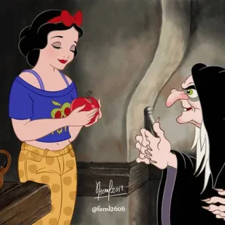 ⛄️ Snow White Snow White and the Seven Dwarfs 디즈니, 공주, 나쁜 여왕, 사과, 만화 telegram sticker
