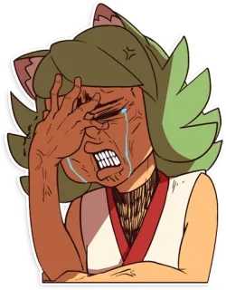 🤦 weinend, verärgert, Anime, Katzenohren, betrübt telegram sticker