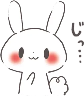 🙂 じーっ... schattig, dier, konijn, konijn, cartoon whatsapp sticker