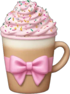 🤩 kaffee, tasse, getränk, latte, streusel, sahne, schleife, rosa telegram sticker