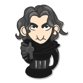 🖕 Kylo Ren Star Wars Kylo Ren, Star Wars, dedo do meio, gesto ofensivo, desenho animado, adesivo telegram sticker