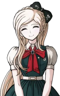 😌 Sonia Nevermind Danganronpa animé, dessin animé, fille, souriante, personnage, blonde telegram sticker