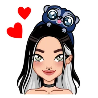 🥰 sticker, dibujos animados, chica, perro, mascota, corazones, lindo whatsapp sticker