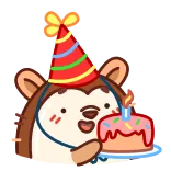 🥳 cumpleaños, celebración, torta, erizo, fiesta, animal, lindo telegram sticker