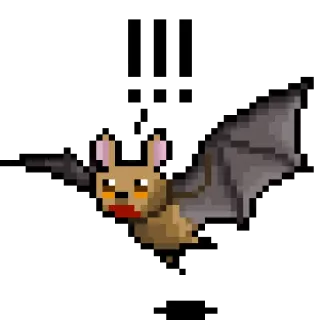 ❗ !!! bat, animal, cartoon, pixel art whatsapp sticker