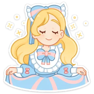 😌 Desenho animado, Fofo, Menina, Vestido, Loira, Personagem, Kawaii telegram sticker