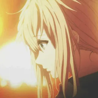 ✨ Violet Evergarden Anime, Nhân vật, Chân dung, Cô gái, Tóc vàng, Buồn telegram sticker