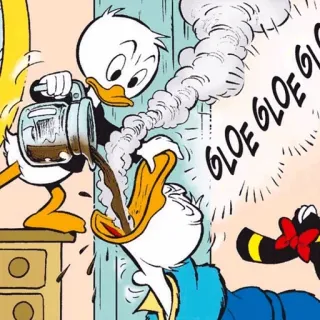 ☕️ Donald Duck GLOE GLOE GLOE donald duck, caffè, cartoni animati, disney, bere whatsapp sticker