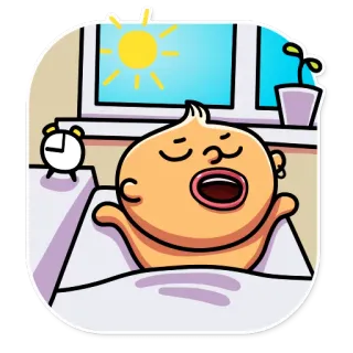 🌅 sleeping, baby, cartoon, morning, sun, clock, plant, peaceful telegram sticker