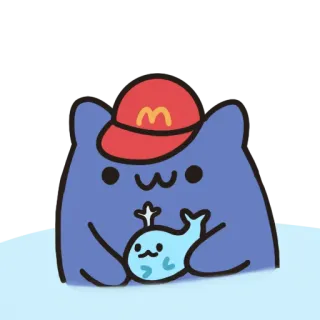 🐳 gato, mcdonalds, ballena, lindo, dibujos animados telegram sticker
