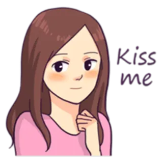 💑 Kiss me beso, amor, chica, romántico, dibujos animados, animación telegram sticker