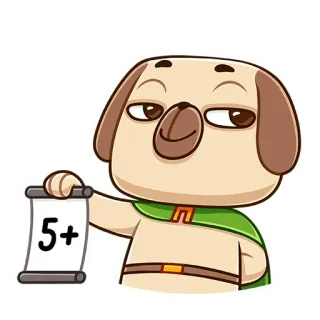 👍 5+ dog, scroll, cartoon, character, age rating, 5 plus telegram sticker