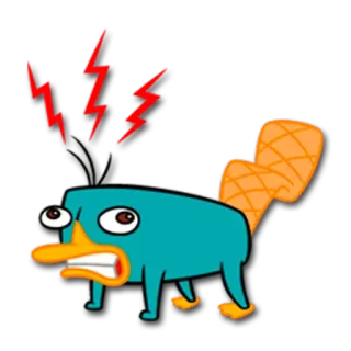 💢 Perry the Platypus Phineas and Ferb Perry l'ornitorinco, Phineas e Ferb, cartoni animati, ornitorinco, arrabbiato, fulmine telegram sticker