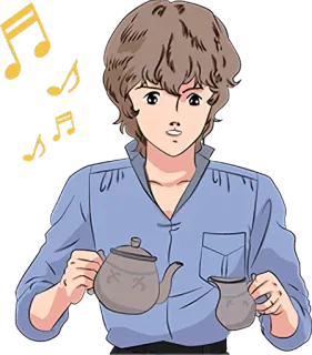 🍵 Cartone animato, Anime, Ragazzo, Musica, Tè, Teiera telegram sticker