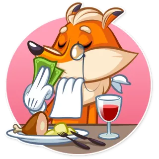 🍽 fox, money, middle finger, rich, cartoon, sticker telegram sticker