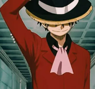 😎 Monkey D. Luffy One Piece Аниме, Ван Пис, Луффи, Персонаж, Шляпа telegram sticker